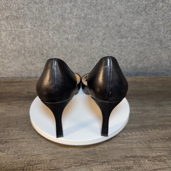 Gianni Bernini Heels Womens 8M Black Leather Peep Toe DOrsay - Picture 6 of 13